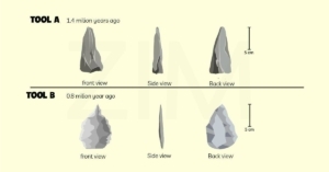 The diagram below shows the development of the cutting tool in the Stone Age